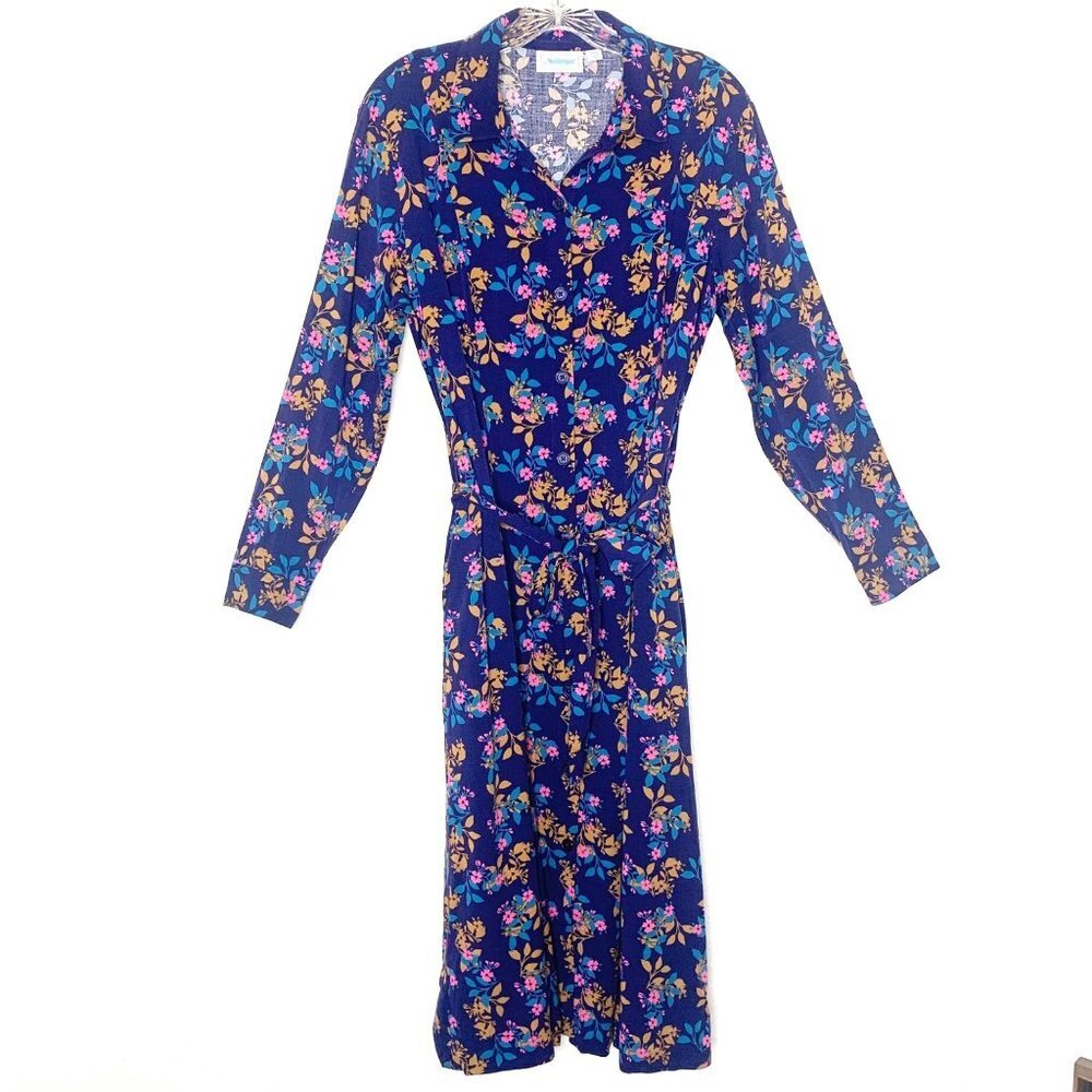 Floral Shirt Dress by National Since 1952 Belted Long Sleeve Women’s Size PM